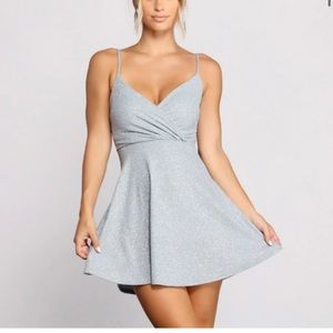 Windsor Moment of Shine Skater Homecoming Light Blue Dress Sparkly